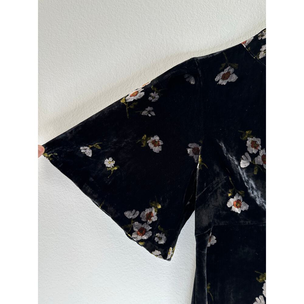 FREE PEOPLE Be My Baby Luxe Velvet Floral Mock Neck Vintage Mini Dress Size 2/XS - Picture 10 of 13